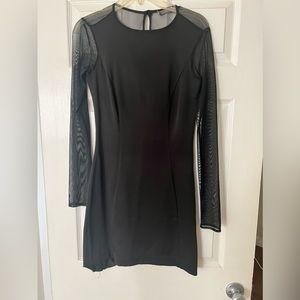 Mini dress with sheer mesh sleeves